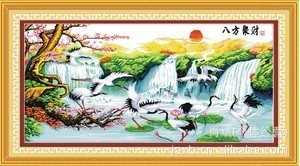 八方聚财机绣风景画 粮油商行的跨界之美